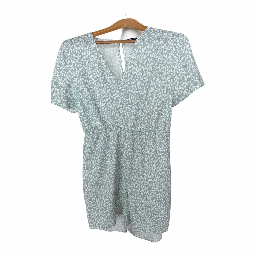 SHEIN Curve Sage Green Floral Tie Waist Romper 2XL